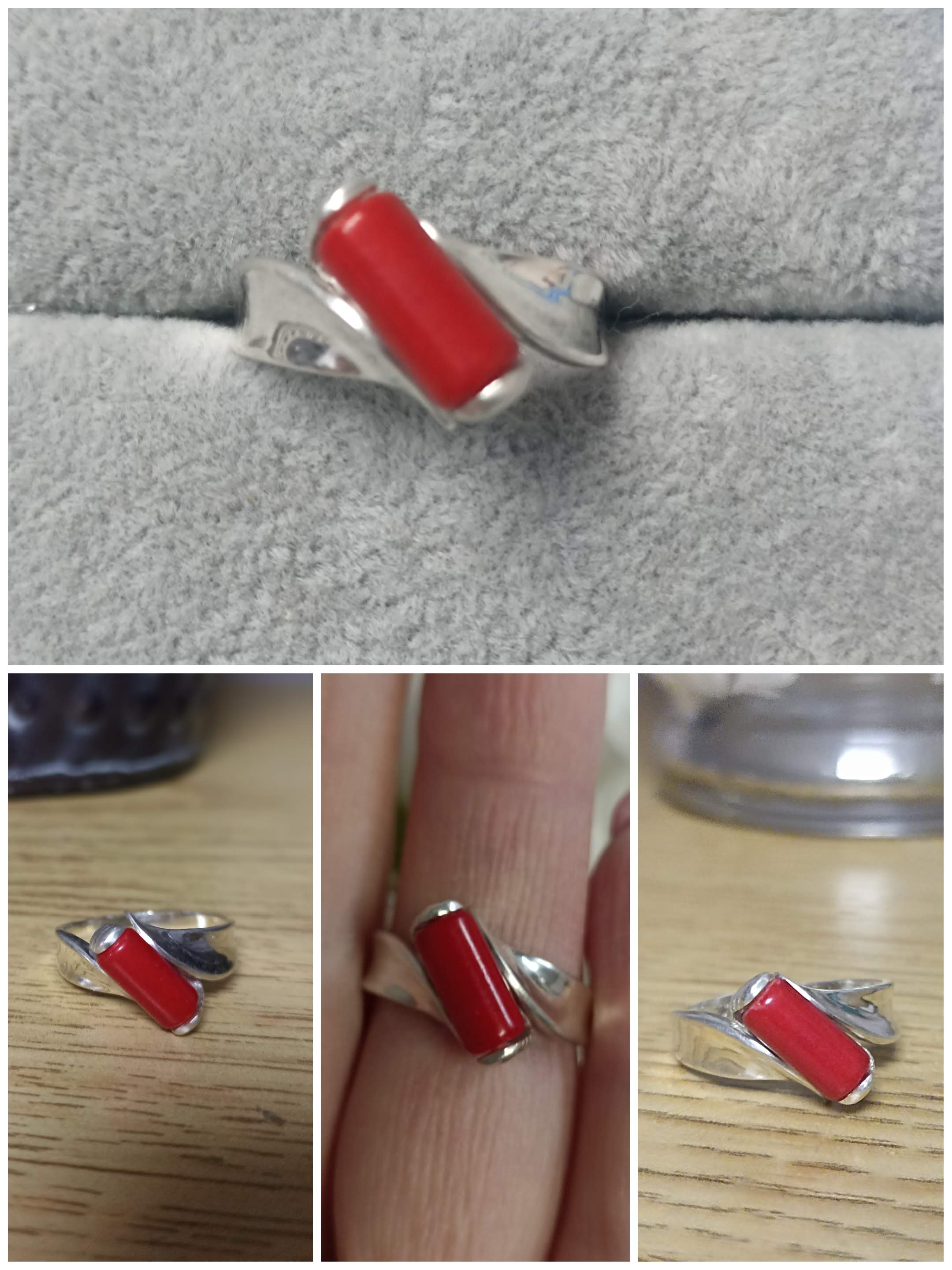 Кольцо с красным кораллом 4